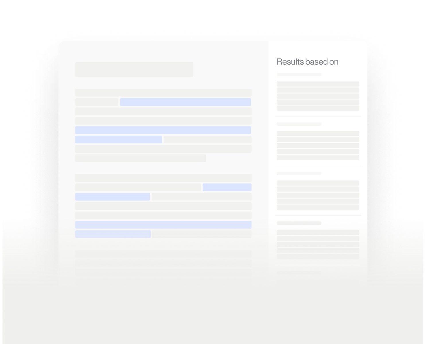 Document or webpage layout with highlighted blue text sections and a sidebar titled 'Results based on'.
