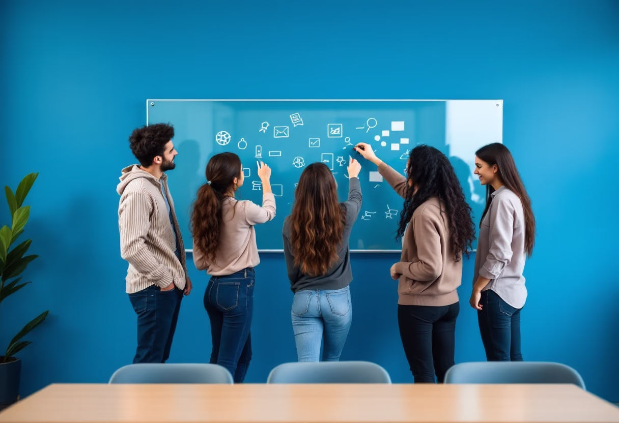 image of students collaborating on a project (for a edtech)