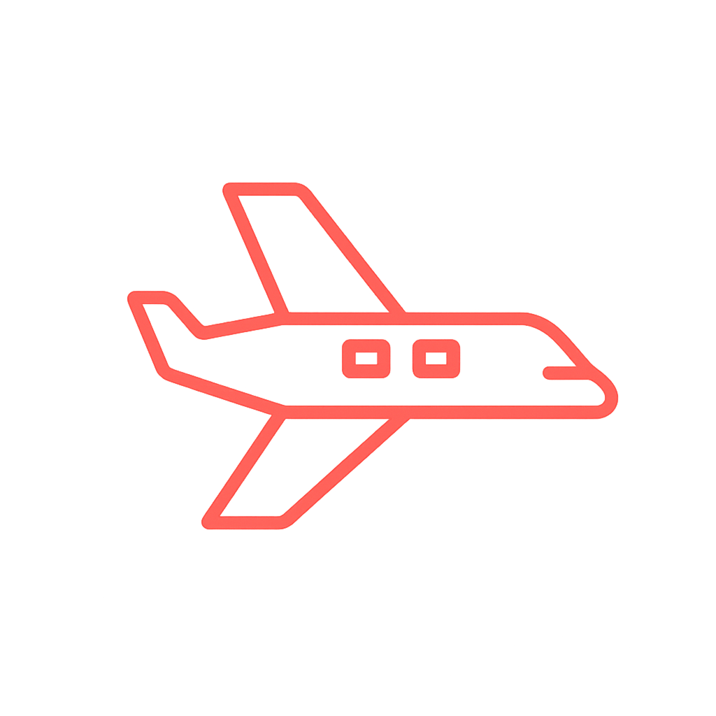 Cargo airplane icon representing international air freight services