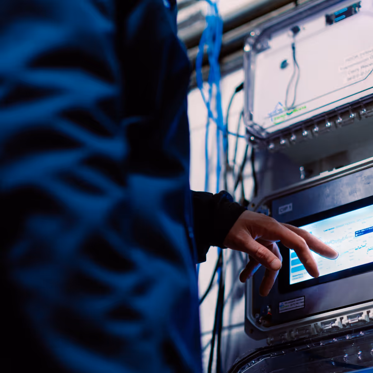 Laminar Gateway device mounted in a factory setting, linking inline spectral sensors on production lines to Laminar’s AI platform for real-time process optimization.