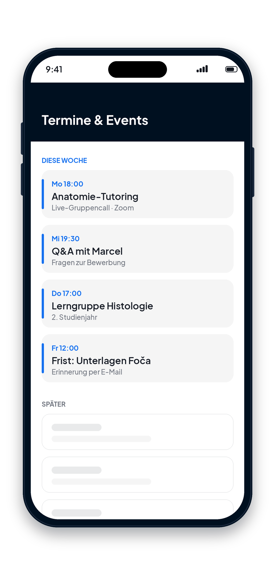 Termine und Events im Mitgliederbereich: Live-Calls, Q&A und Fristen im gemeinsamen Kalender