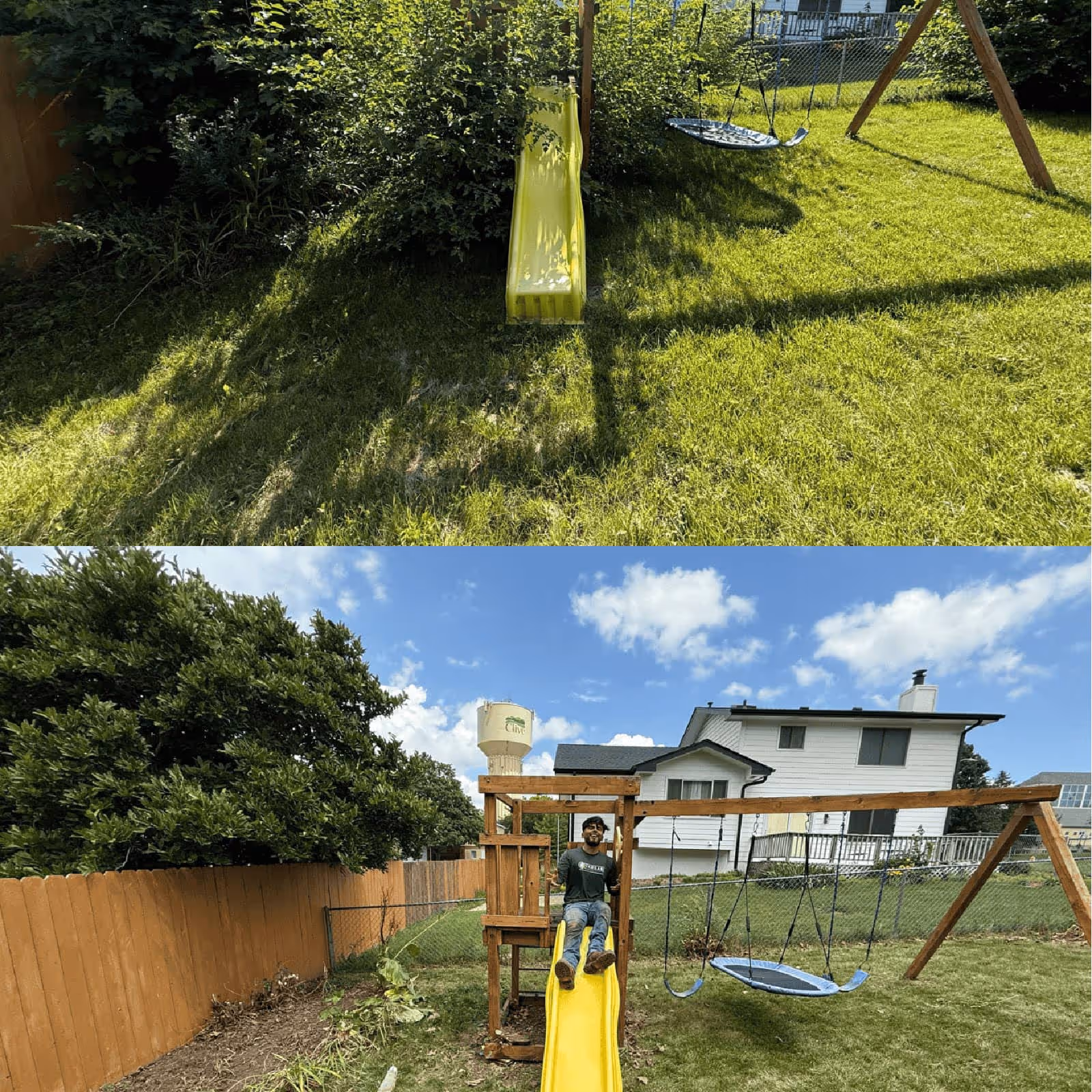 Before and after lawn transformation by Vargas Lawn Care Services in Urbandale Iowa near me