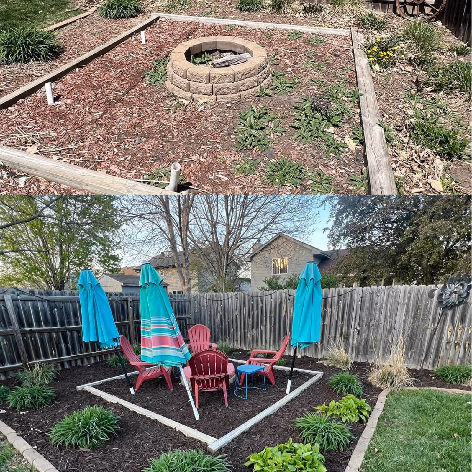 Custom landscaping with mulch and flower beds in Urbandale