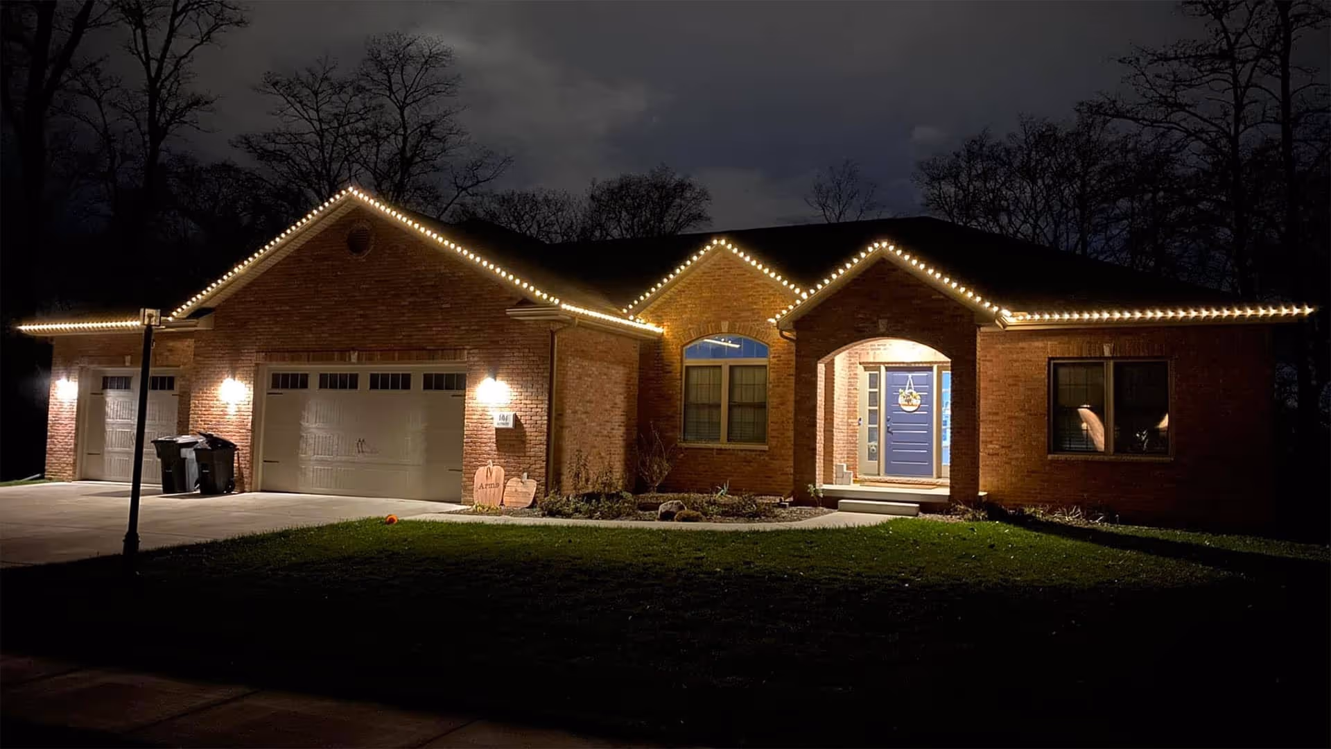 Christmas light installation by Vargas Lawn Care Services in Urbandale Iowa near me