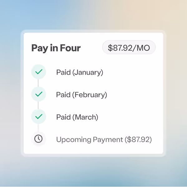 Pay in four installments mockup
