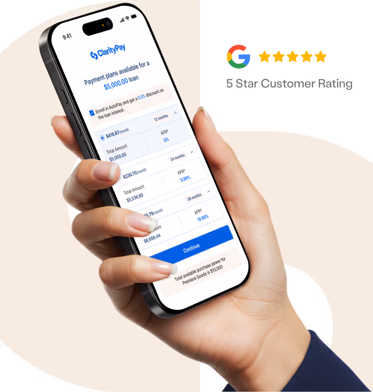 Mockup of ClarityPay app