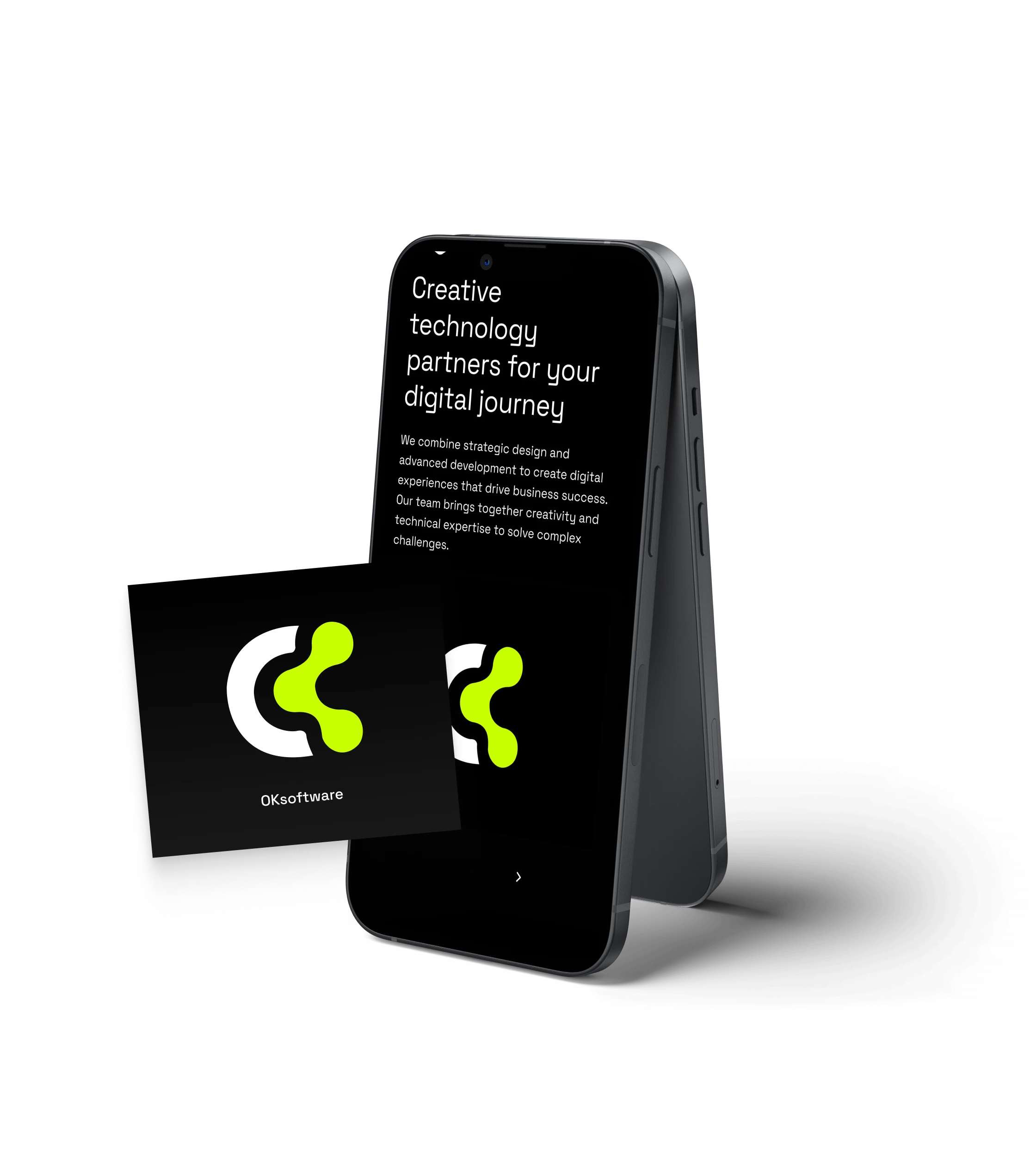 OKSoftware mobile website mockup with modern design and brand identity focus