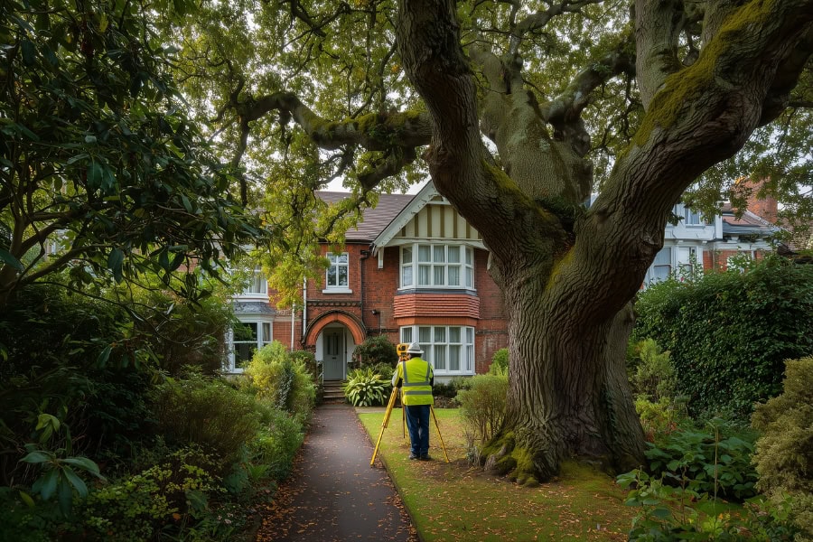 tree survey to determine proximity to property foundations