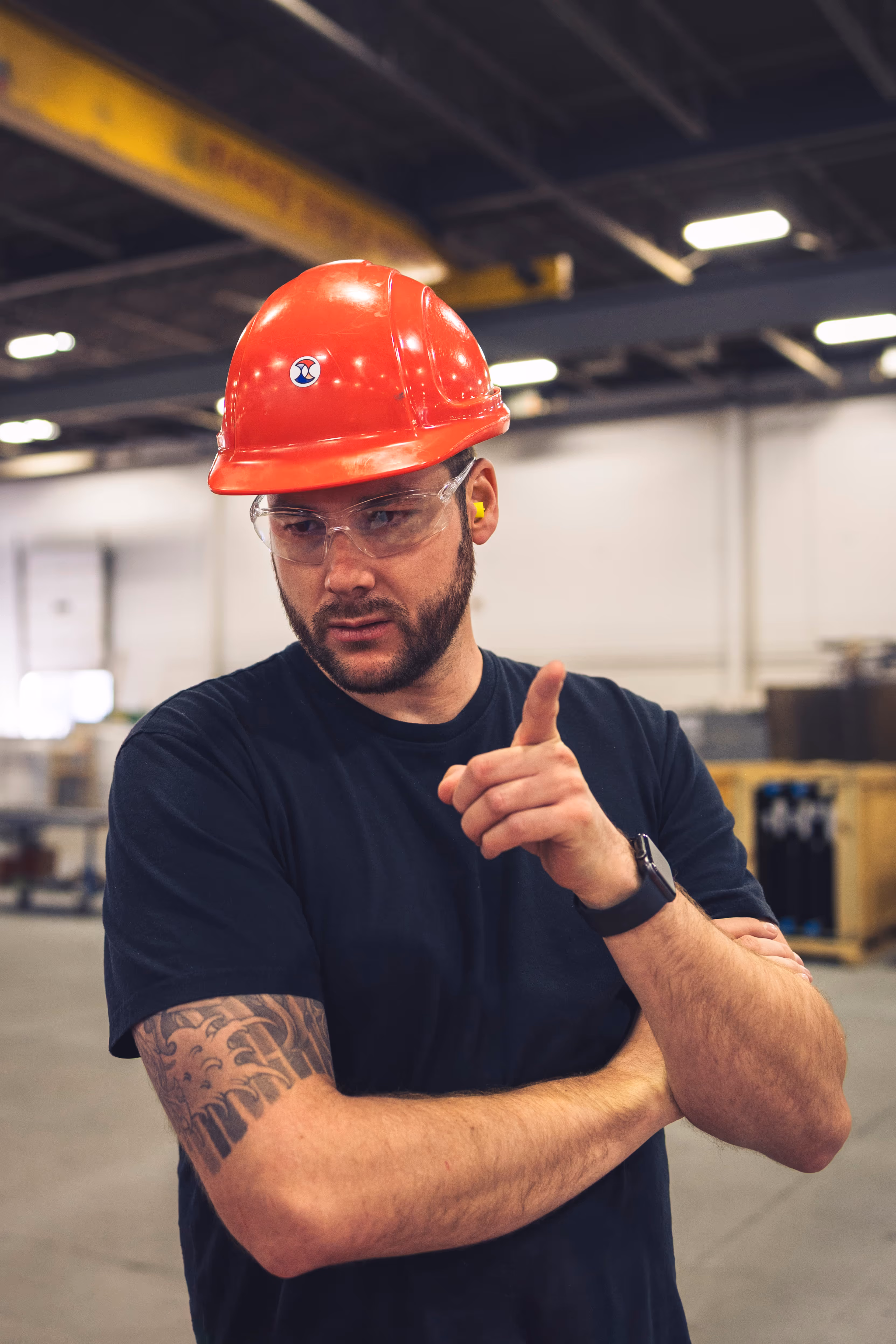 Engineer in a wearhouse.