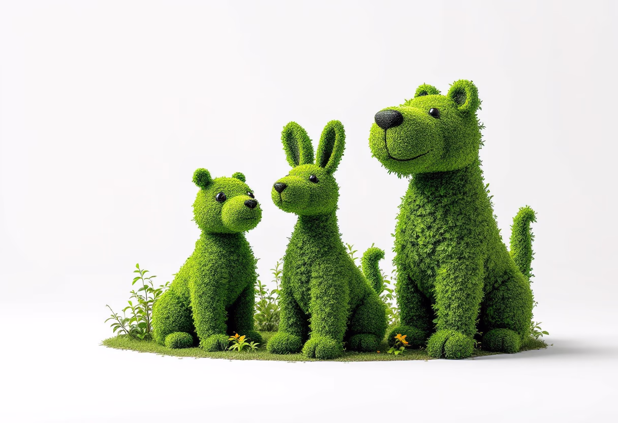 image of topiary art in a garden (for a landscaping service)