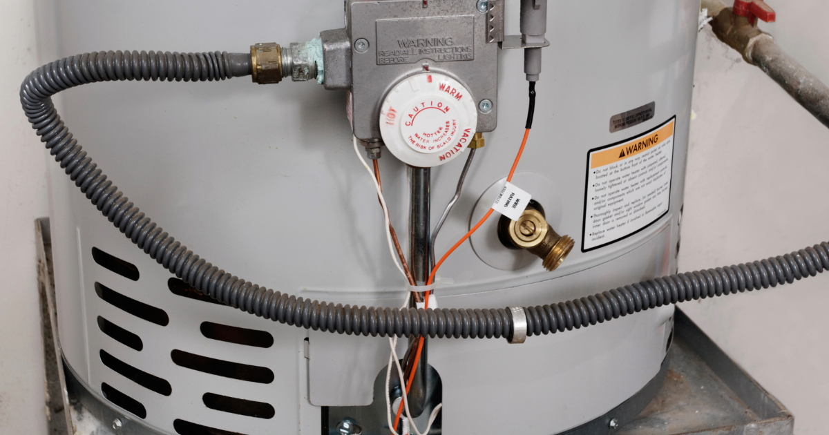 Temperature controls on a water heater. 