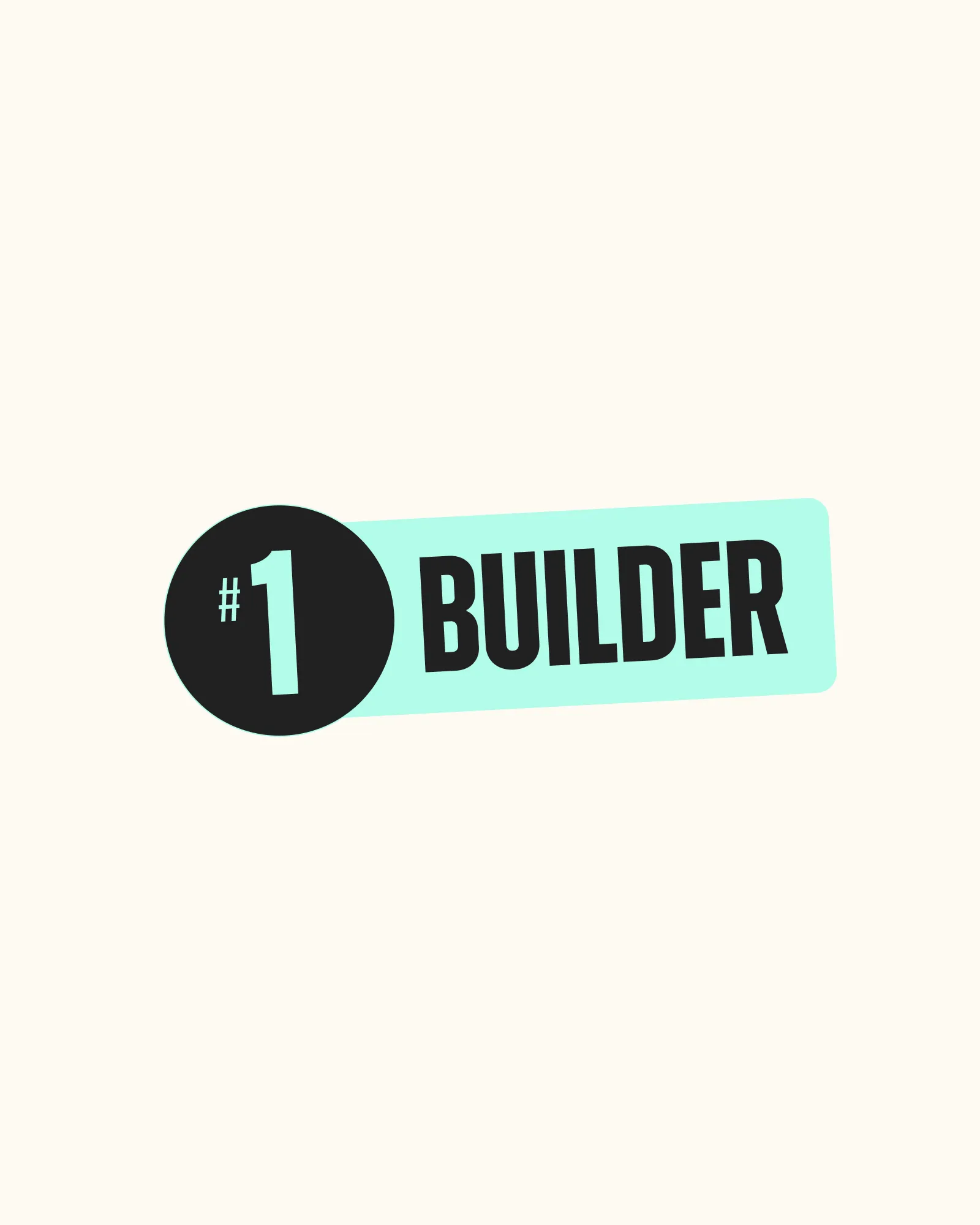 #1 Builder text inside a black circle and a blue rounded rectangle on a light background.