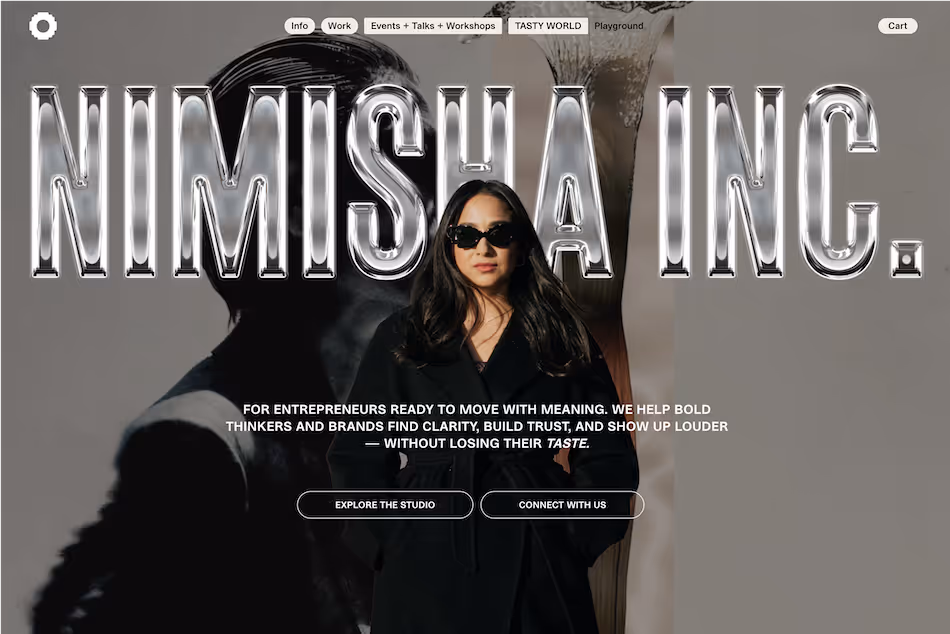 A screenshot of the Nimisha Inc. website, developed by Jupiter.
