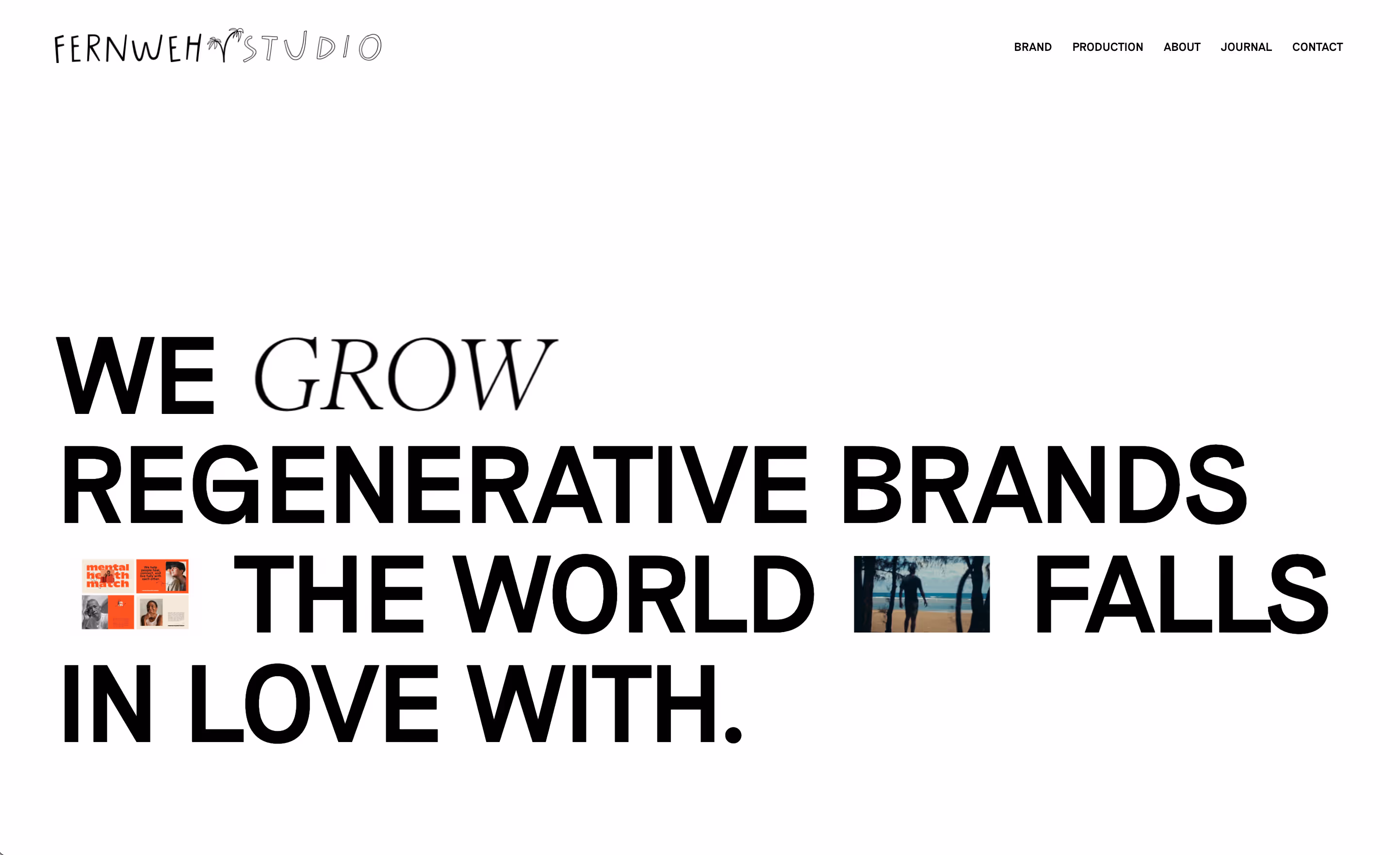 A screenshot of the Fernweh Studio website, developed by Jupiter