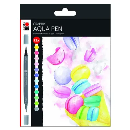 Package of 12 Marabu Graphix Aqua Watercolor Brush Pen set.
