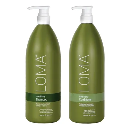 Nourishing Shampoo and Nourishing Conditioner LOMA hair care products.