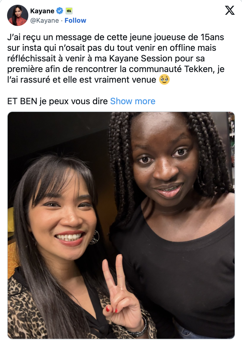 Female Tekken players supporting each other. Post on X.