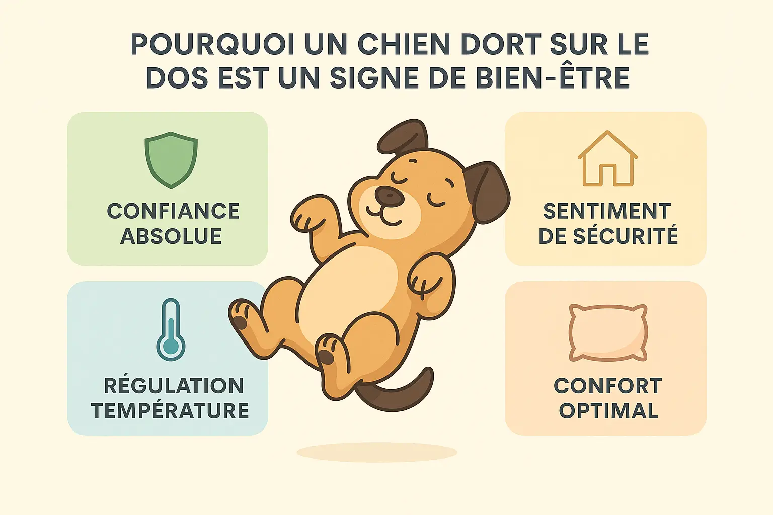 Chien dormant sur le dos avec les pattes en l'air