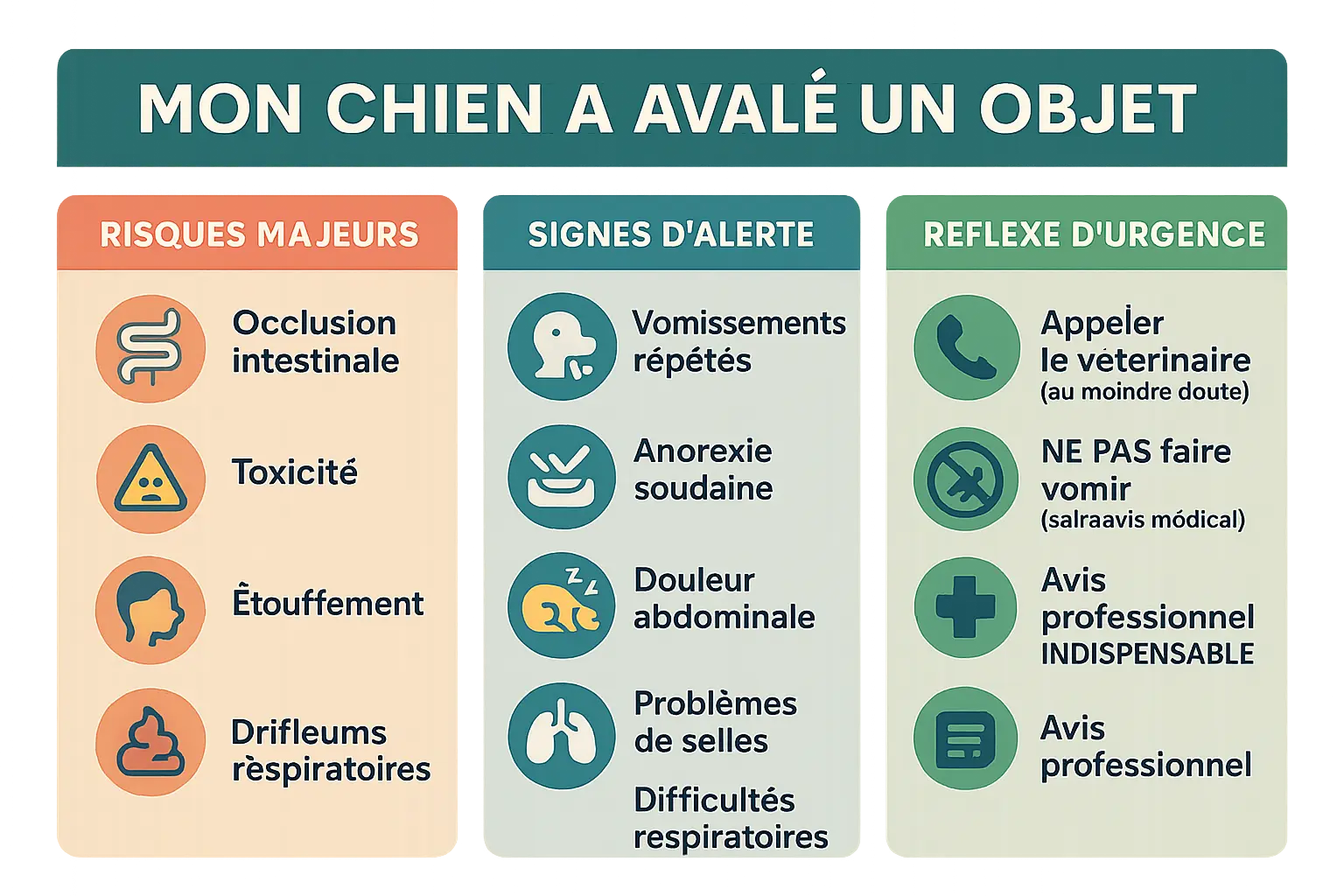 Illustration représentant un chien inquiet et un propriétaire alarmé face à <strong>un jouet ingéré</strong>