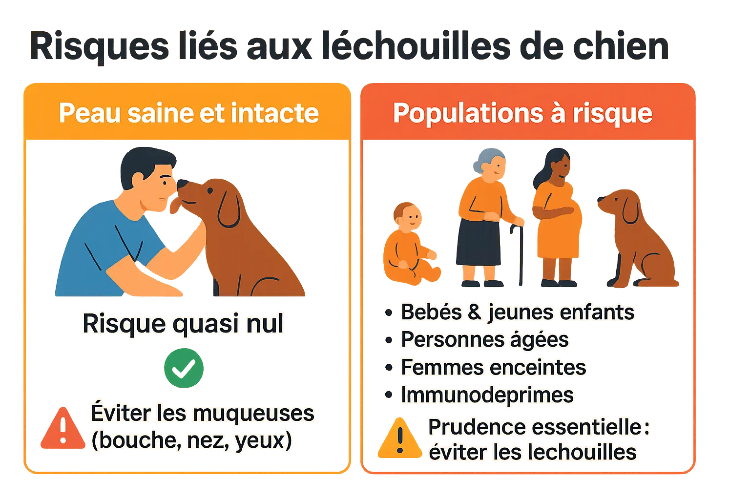 Chien léchant une main humaine