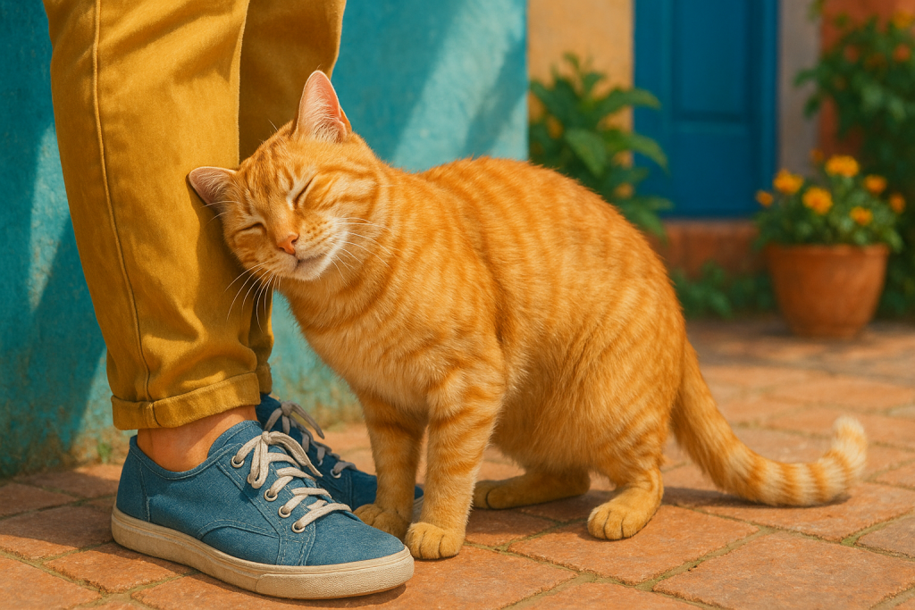mon chat se frotte contre moi