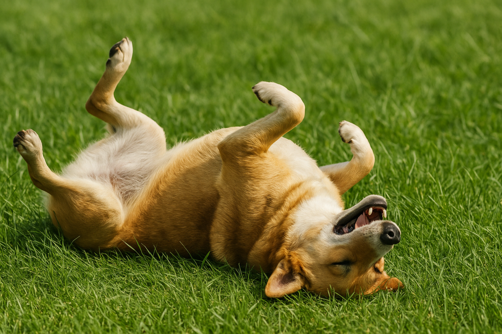 mon chien se roule par terre