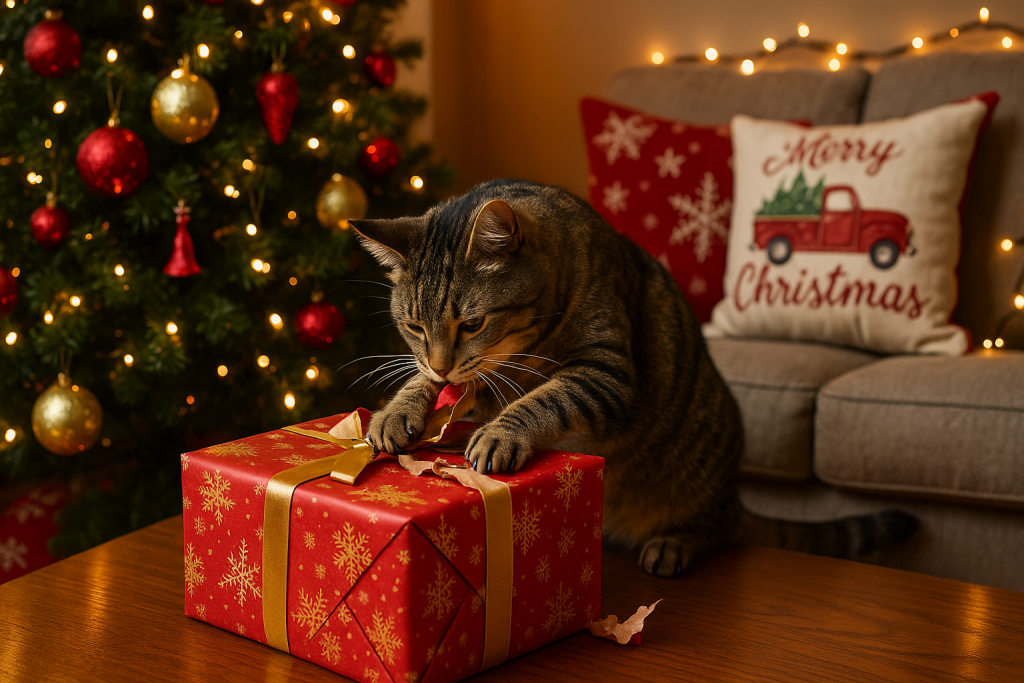 offrir un cadeau de Noël à son chat