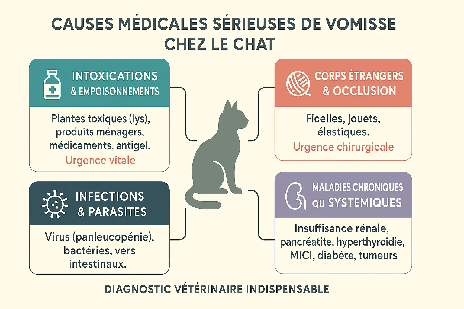 Chat vomissant dû à des causes médicales sérieuses