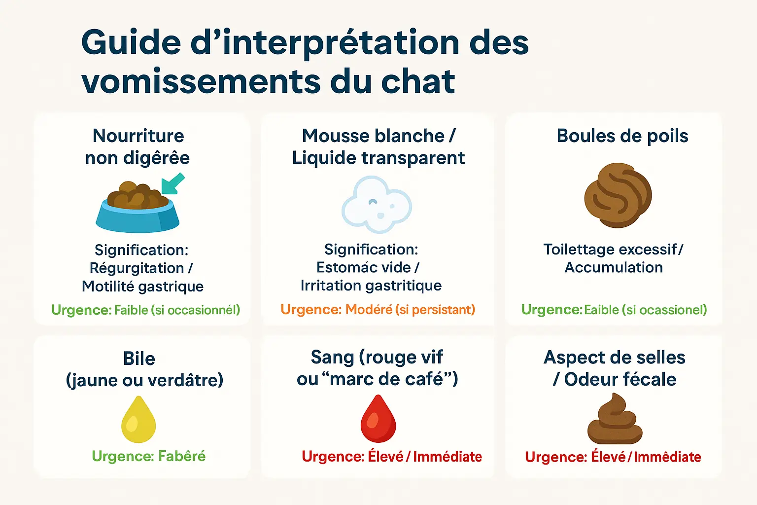 Guide visuel des vomissements chez le chat