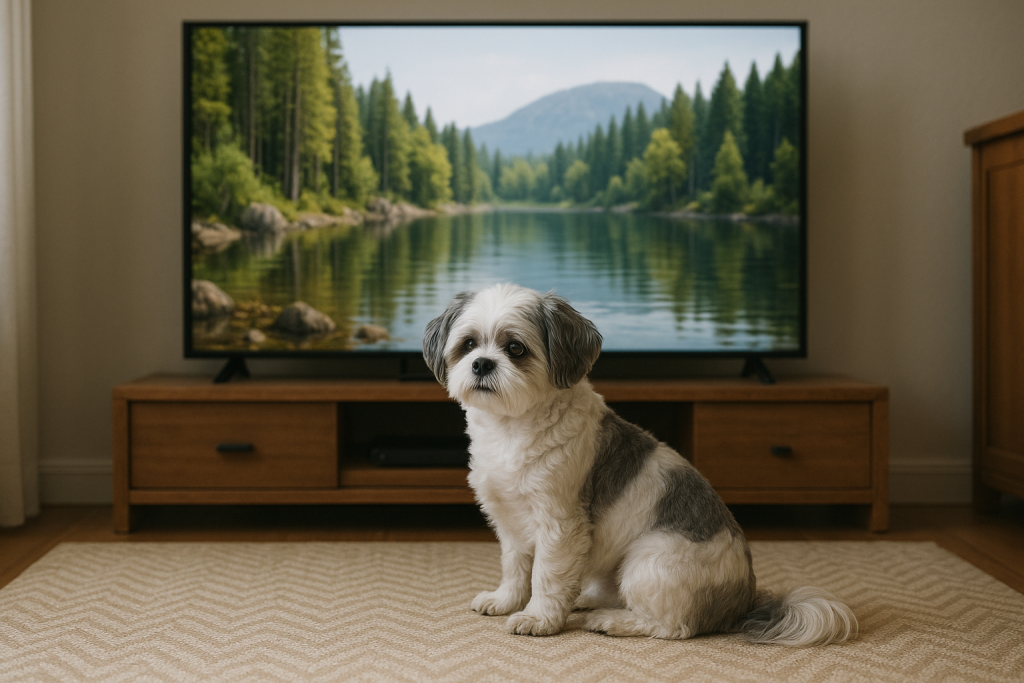 occuper un chien seul à la maison avec la télé