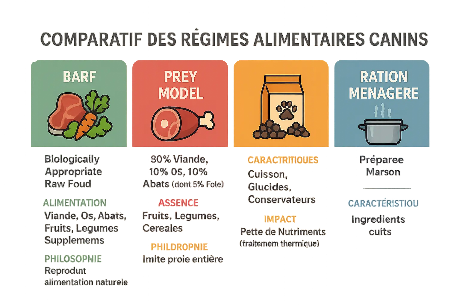 Comparatif des régimes alimentaires canins