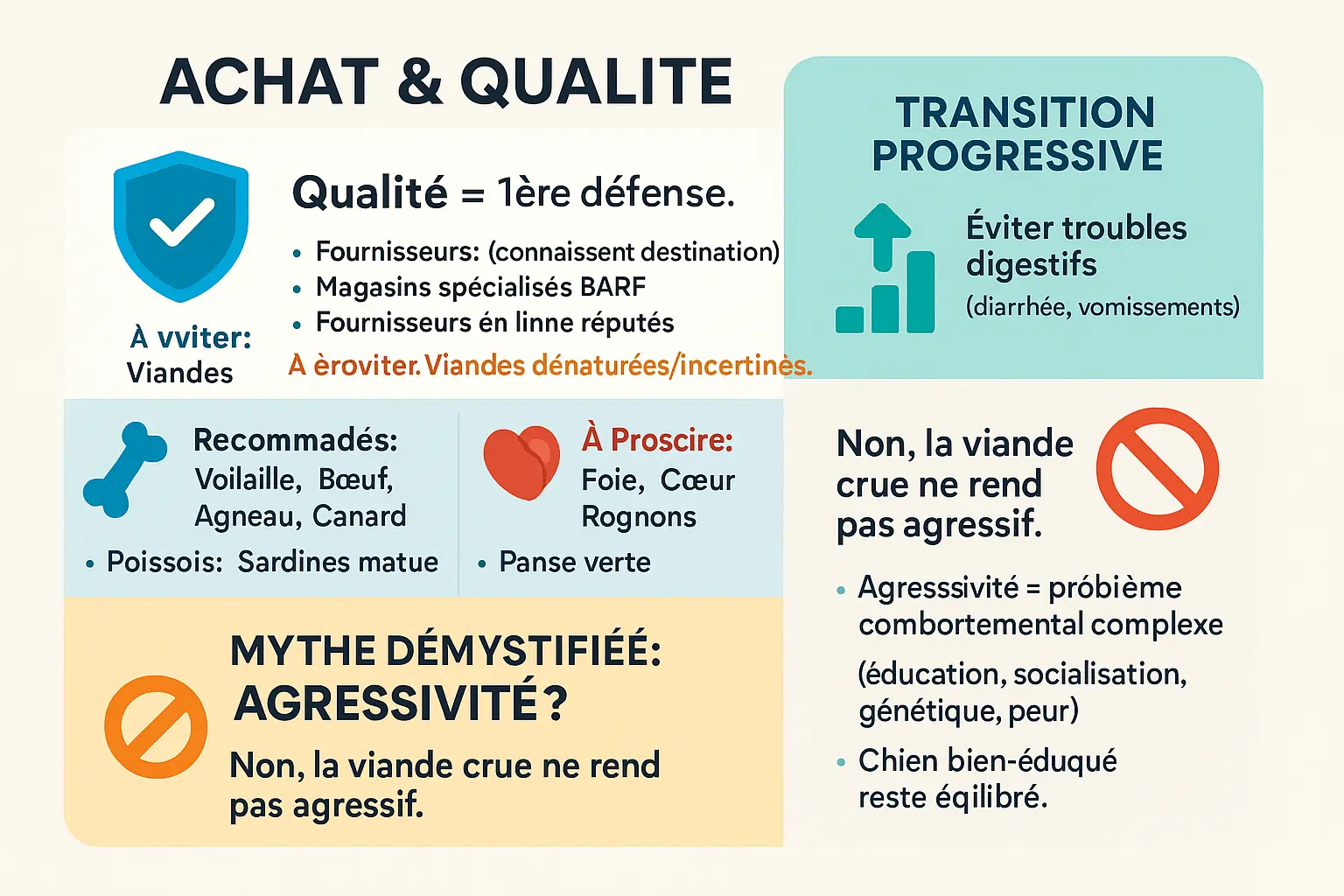 Illustration d'un chien mangeant de la viande crue