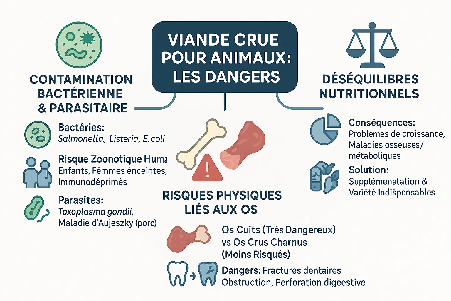 Illustration des dangers de la viande crue pour les chiens