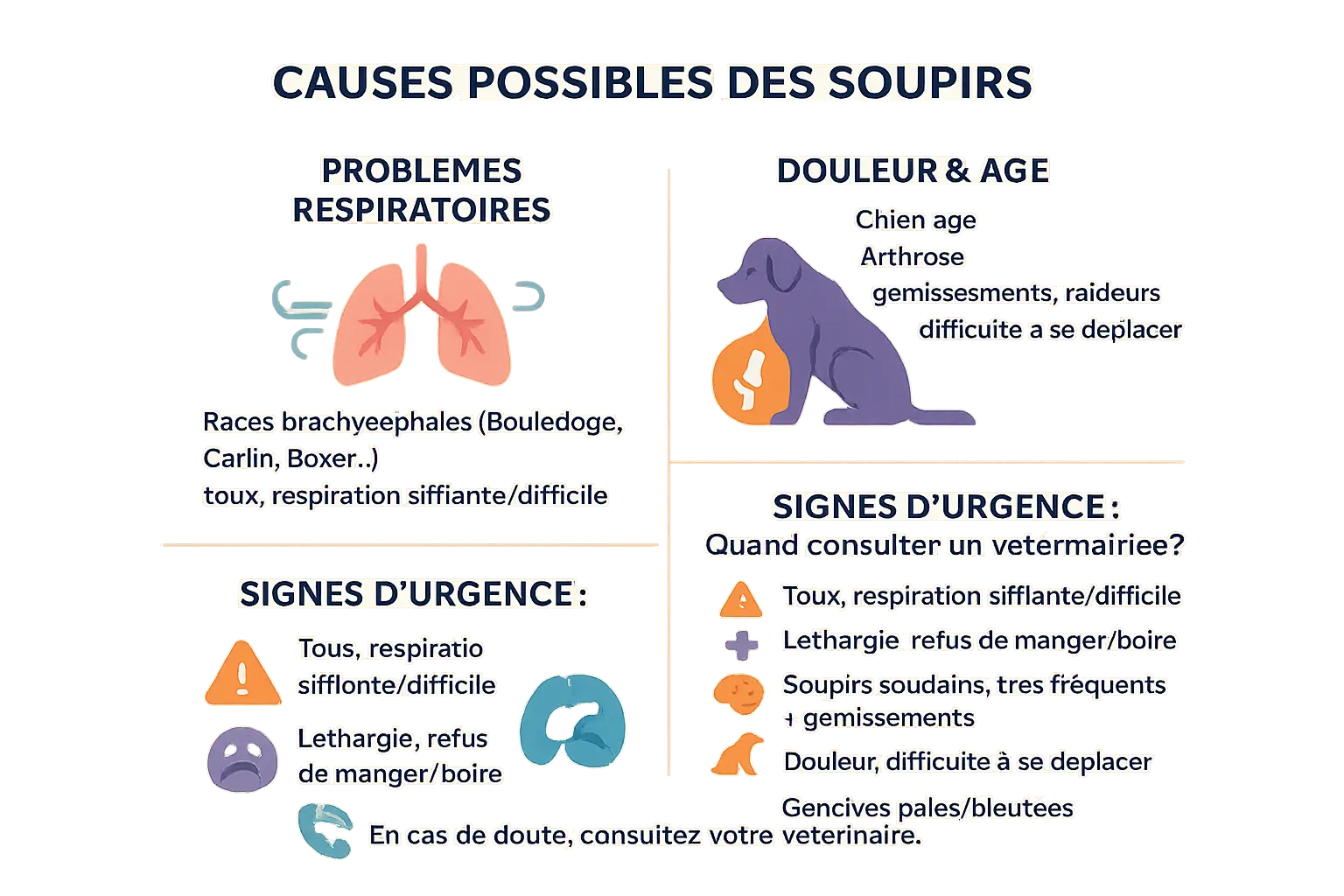 Chien âgé montrant des signes de détresse respiratoire