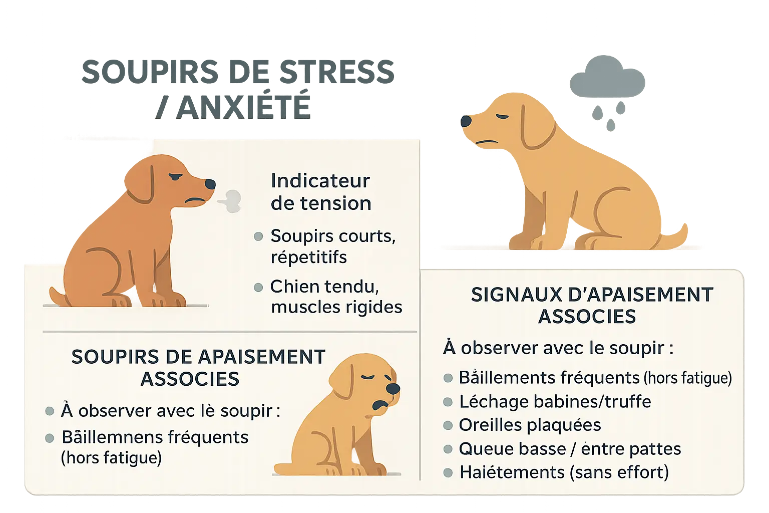 Chiens exprimant des émotions à travers leur langage corporel