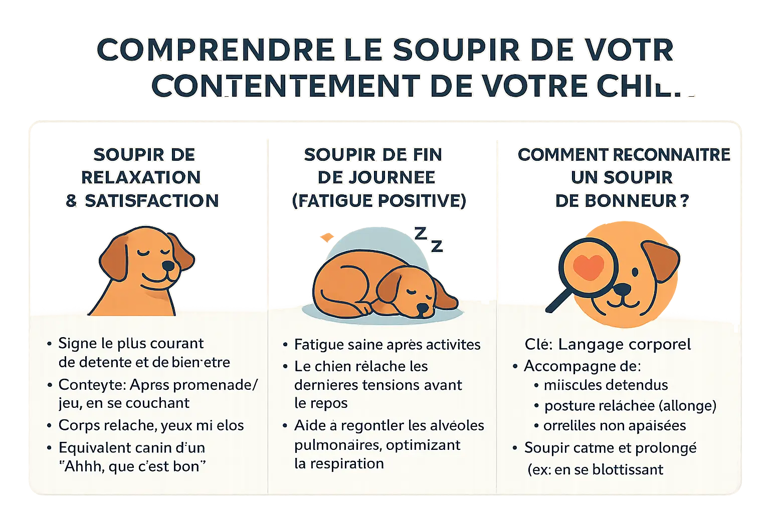 Chien détendu soupirant de bien-être