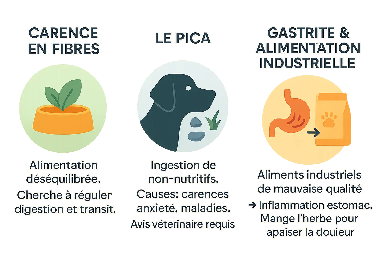 Chien mangeant de l'herbe