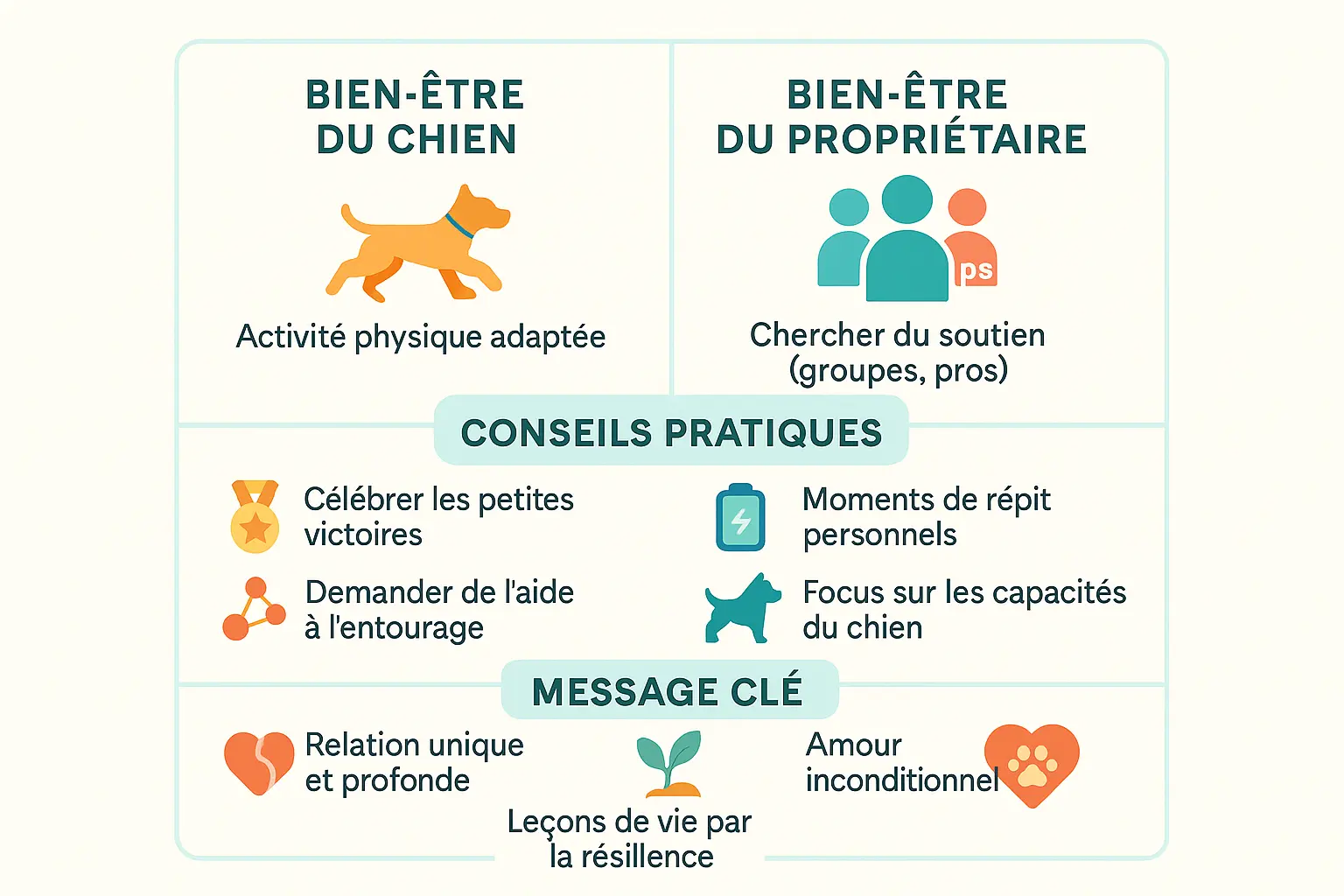 Illustration sur le bien-être du chien et du propriétaire