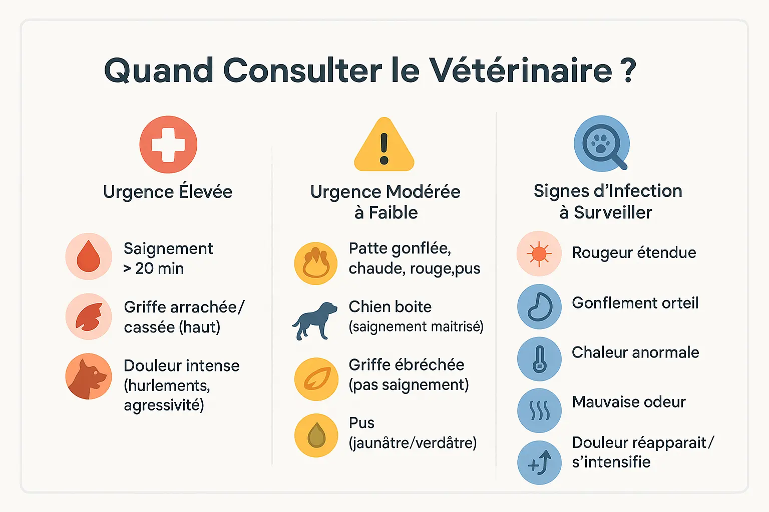 Illustration d'un chien avec une patte blessée