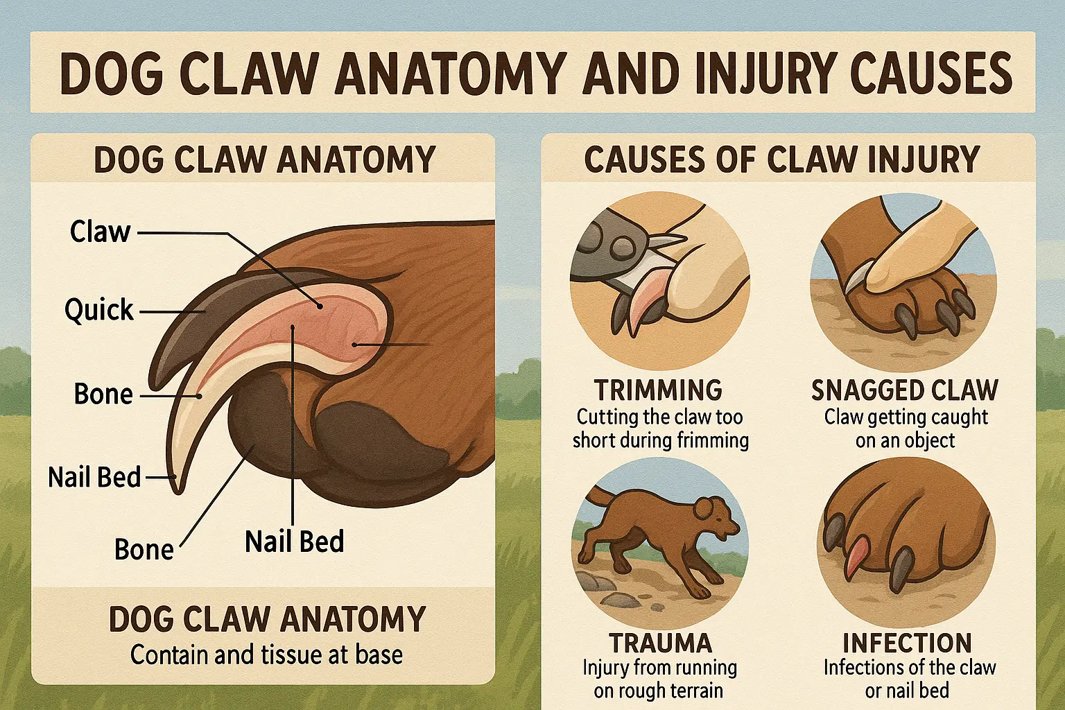 Anatomie de la griffe du chien et causes de blessures