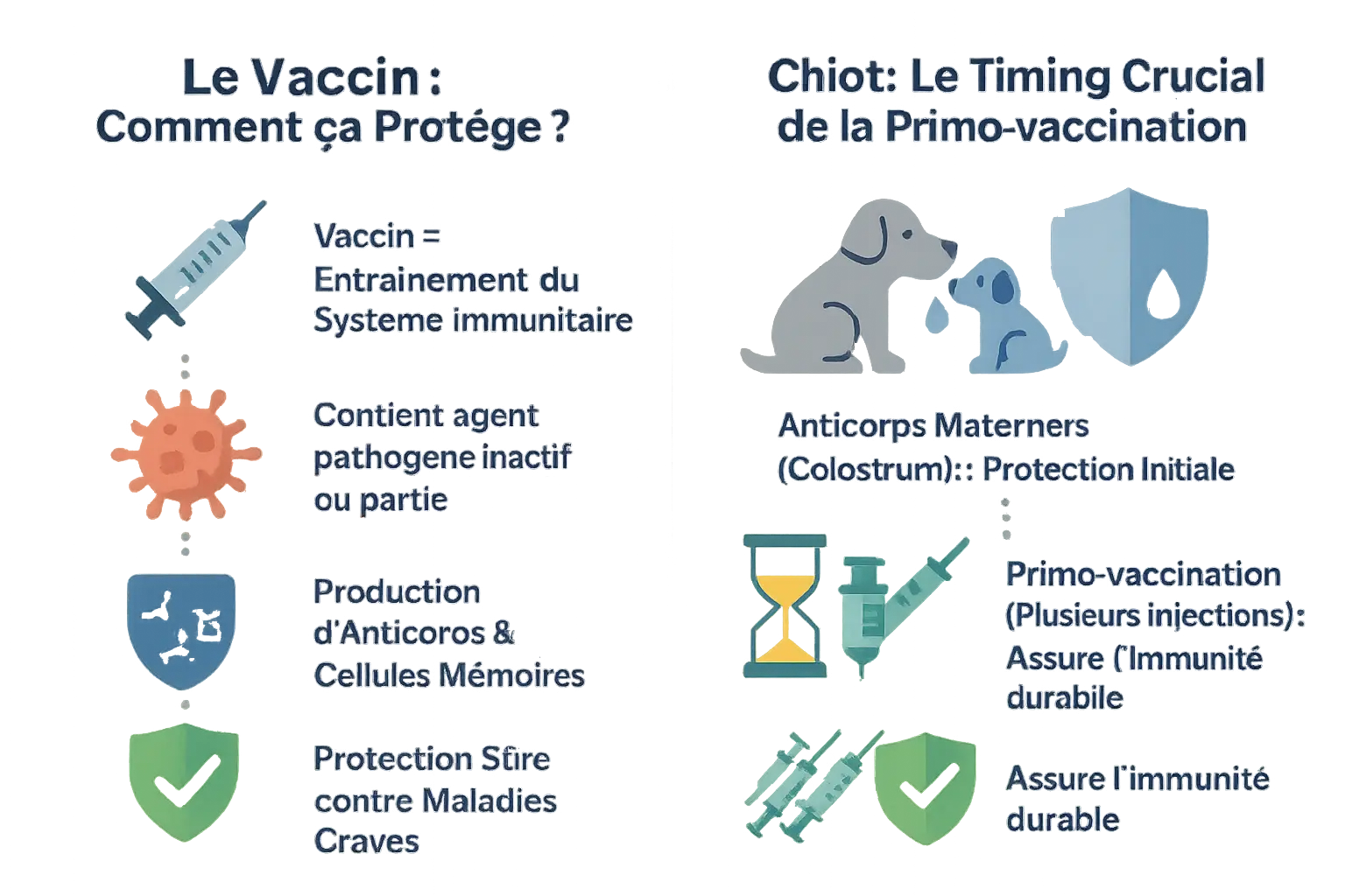 Schéma de la vaccination canine et période critique du chiot
