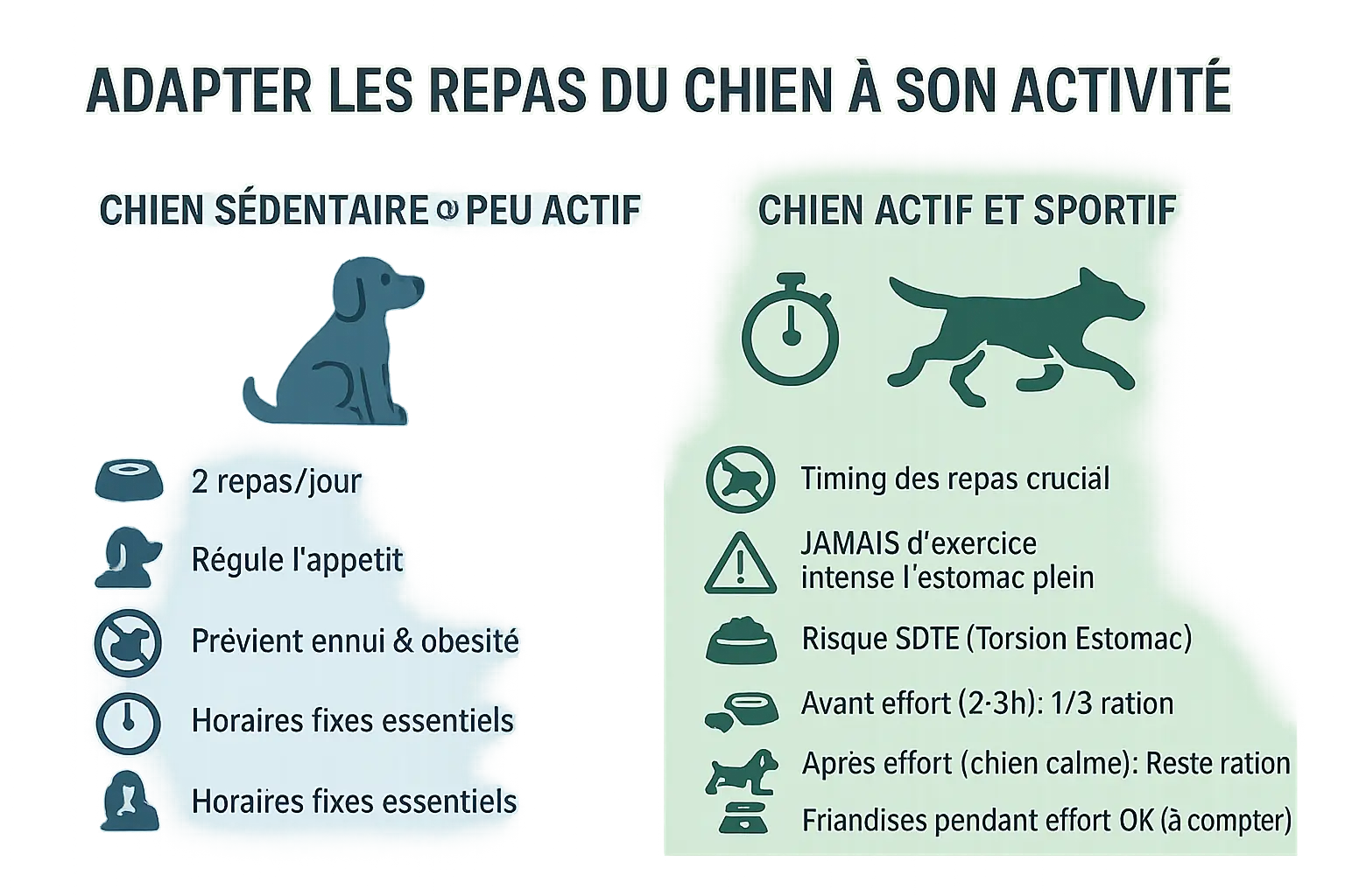 Illustration d'un chien sportif et d'un chien sédentaire