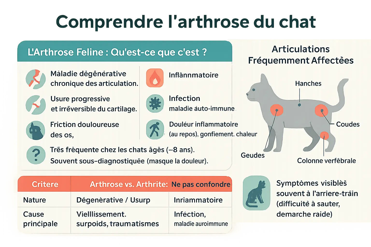chat âgé souffrant d'arthrose