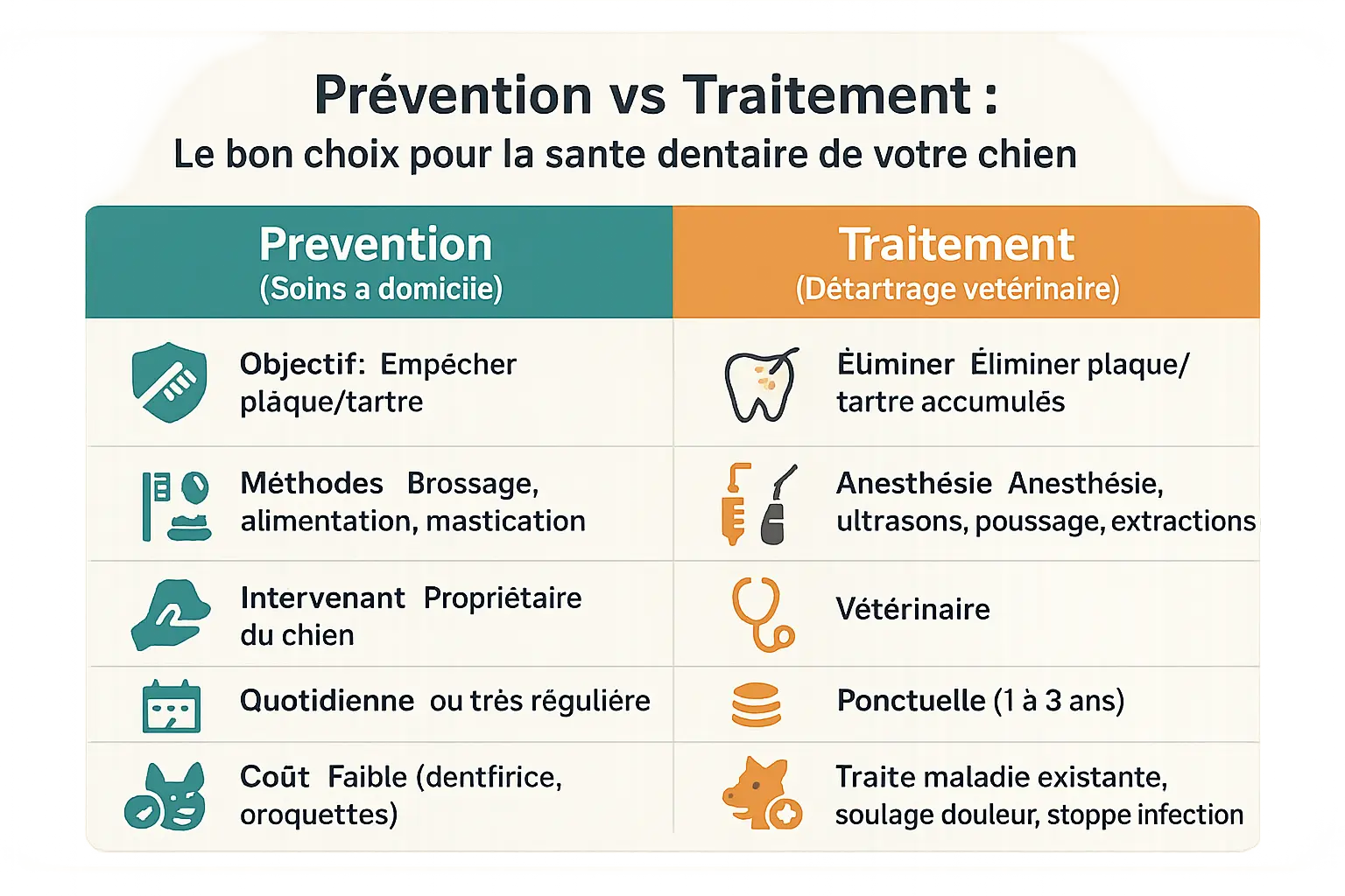 Comparaison entre prévention et traitement du tartre chez le chien