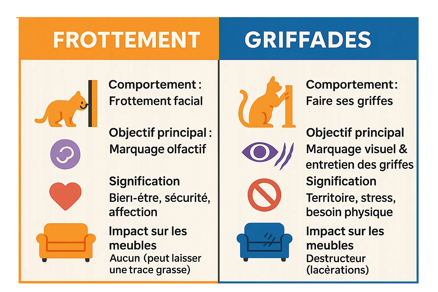 Chat en train de frotter son museau contre un meuble