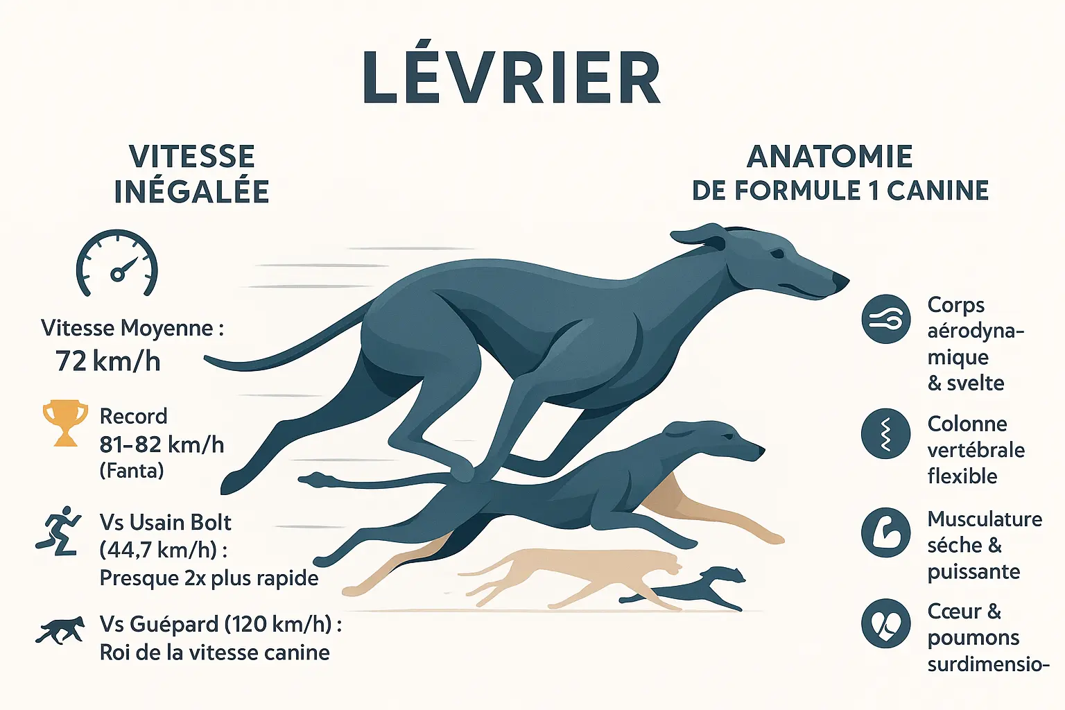 Lévrier Greyhound en pleine course
