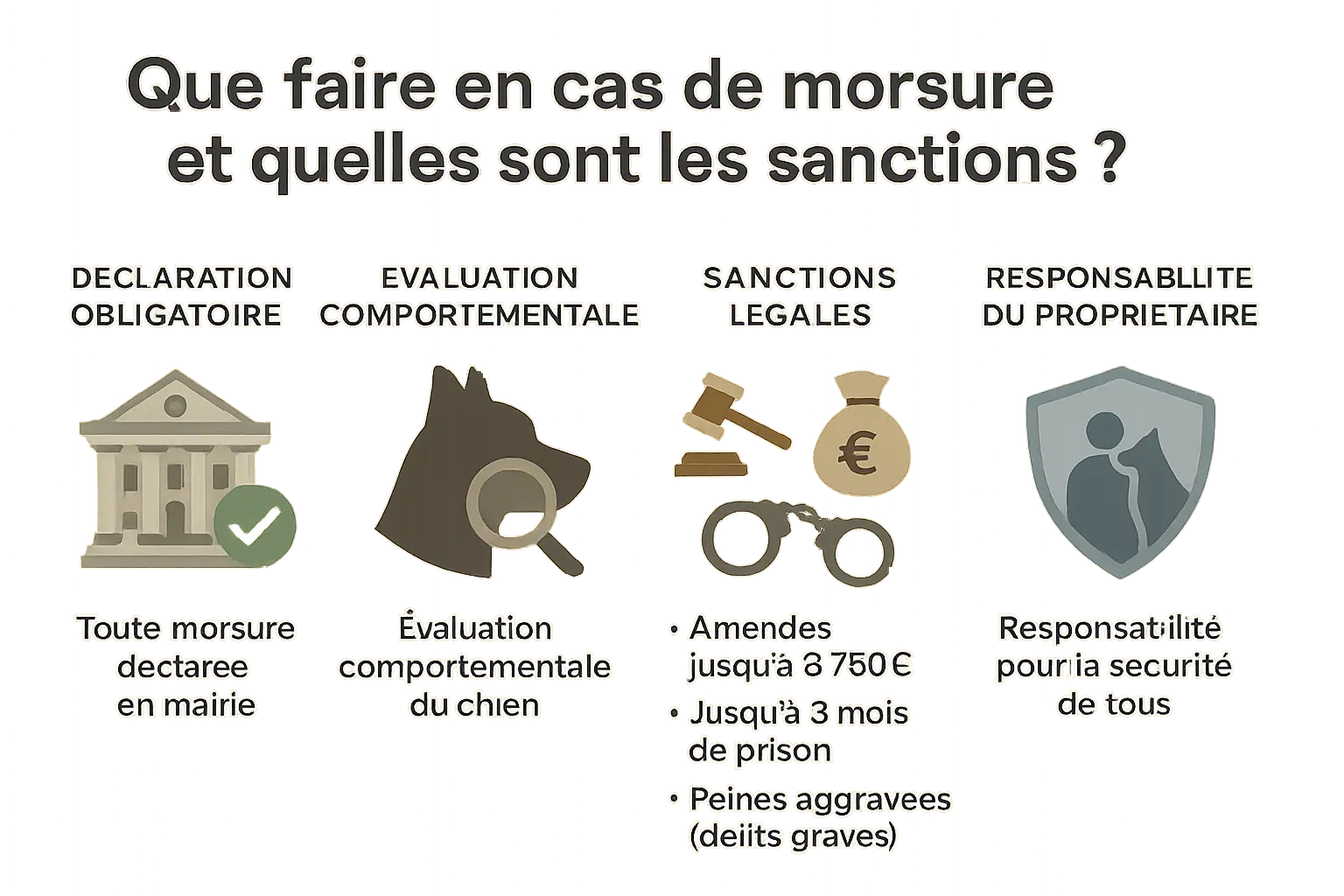 Illustration d'un chien mordant une personne avec un fond légal