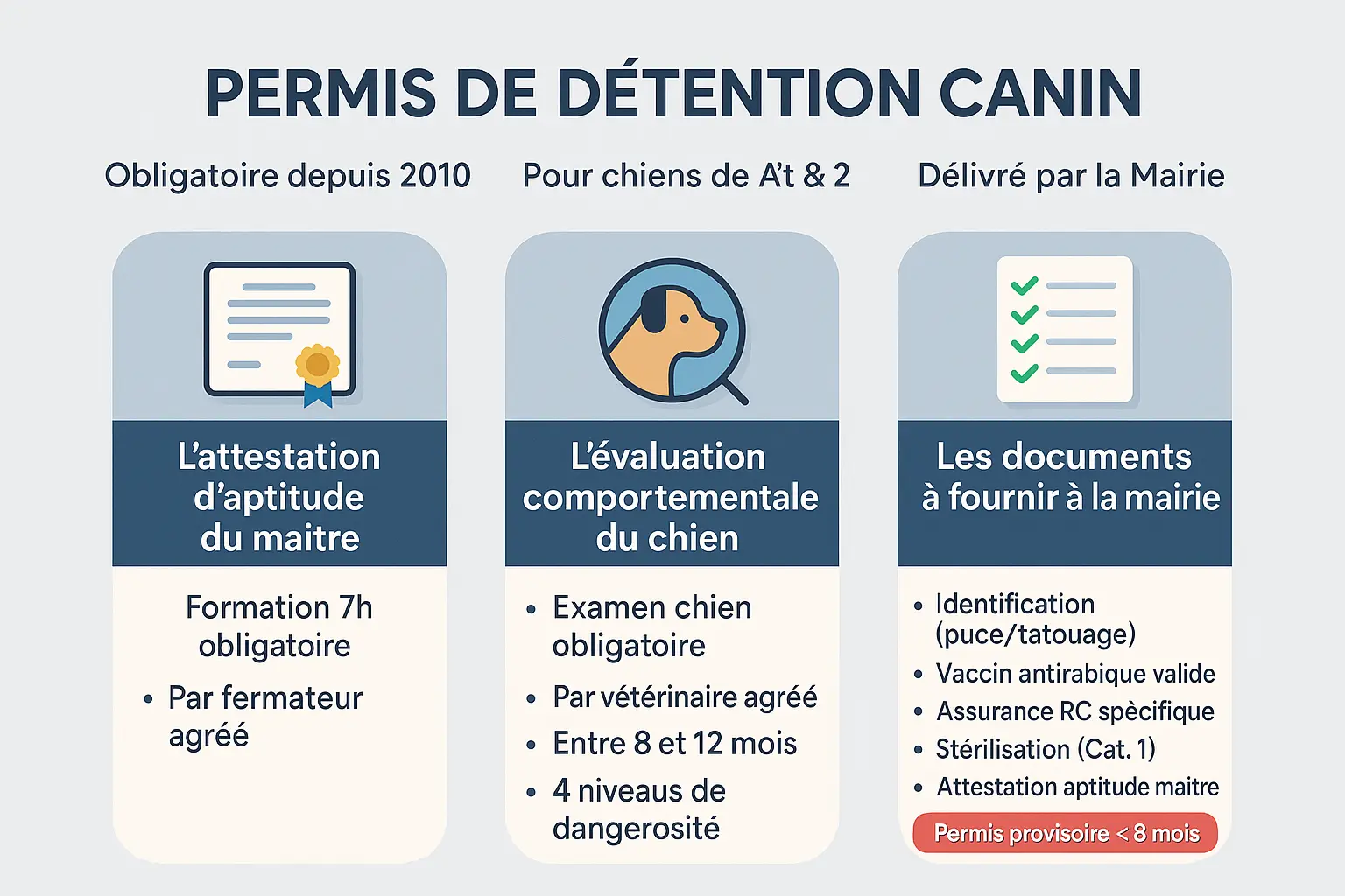 Guide visuel sur le permis de détention des chiens catégorisés en France