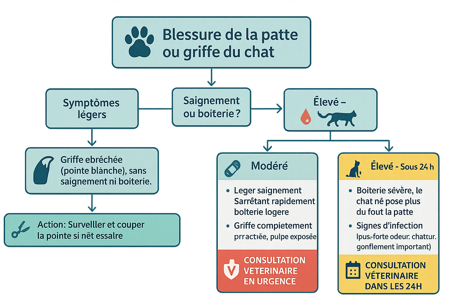 Illustration des blessures de griffes de chat