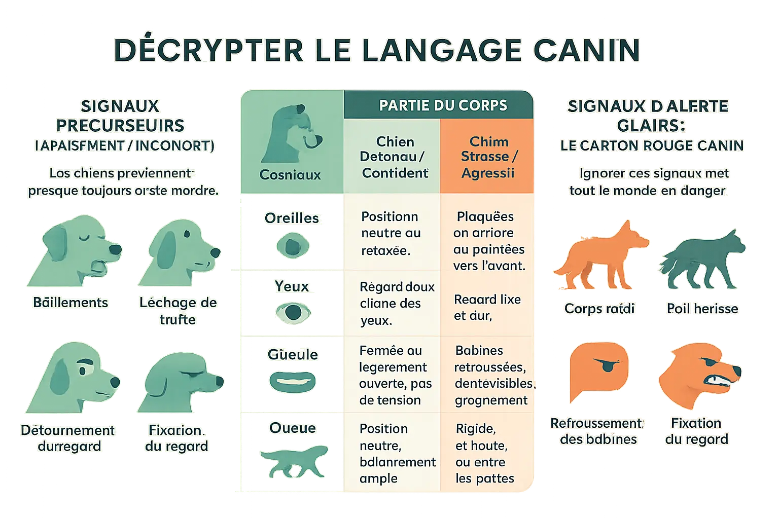 Illustration sur le langage corporel du chien